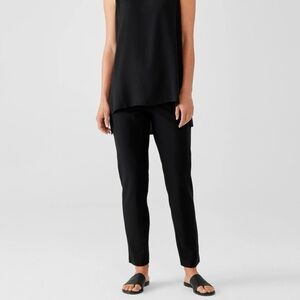 Eileen Fisher Black Crepe Stretch Ankle Pants Pull Up Washable Travel Size Small